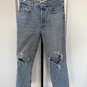 Agolde Light High Rise Distressed Straight Jeans 30